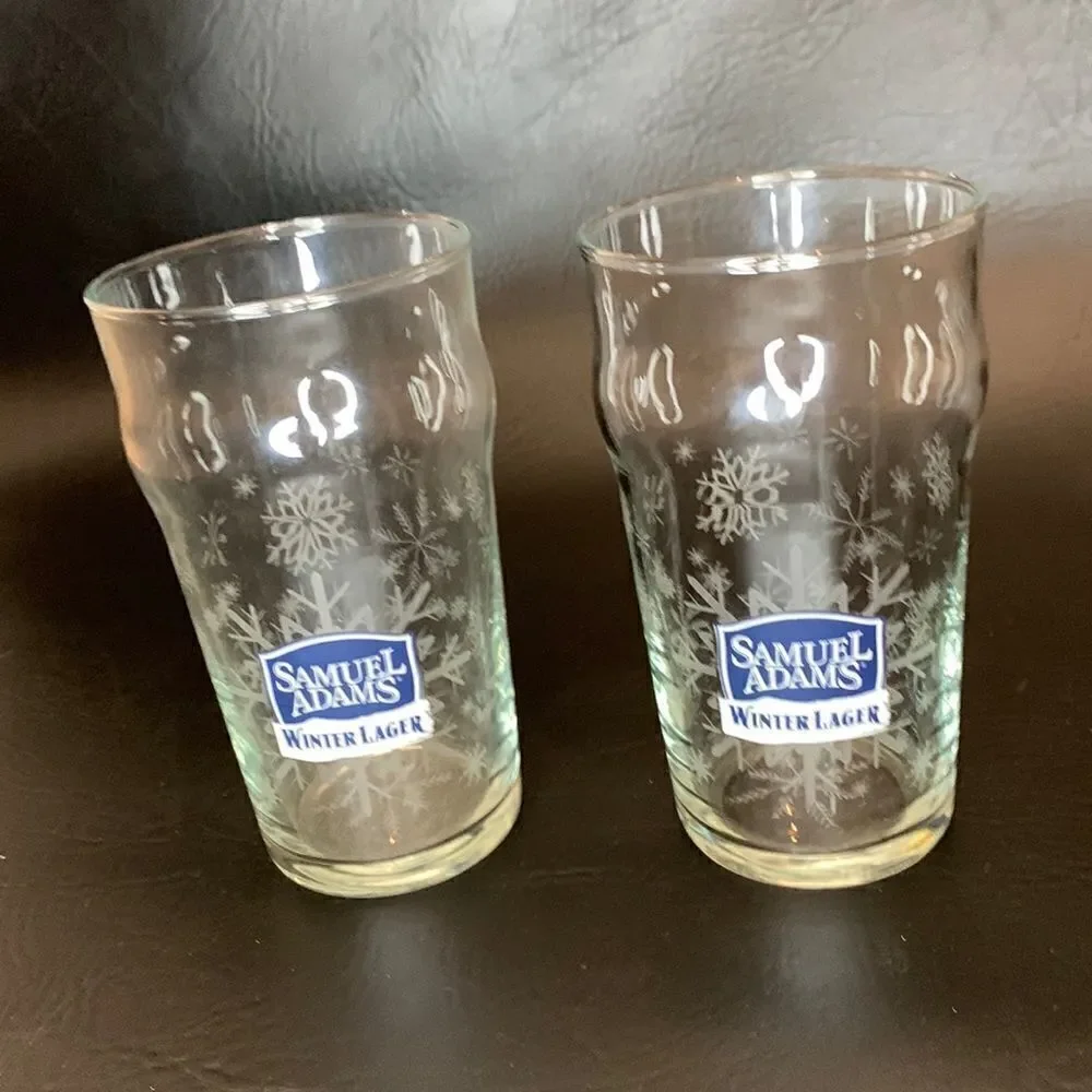 Samuel Adams Winter Lager Pilsner Blue White Etched Snowflakes 16 Oz 2 I…